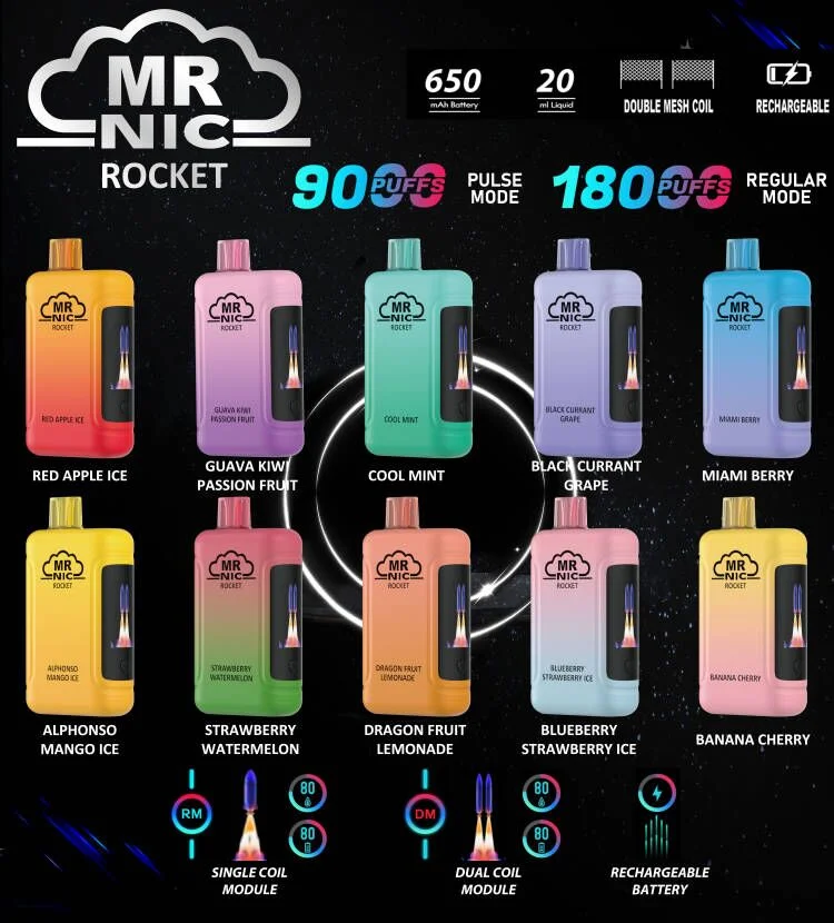 Wholasale Disposable Vape Pen Ecigs Mr Nic Rocket 18000puffs Big Digital Screen Smoke Disposable Vape Best Vape Shop