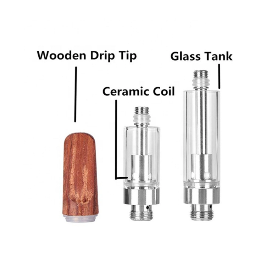 RW C15 Flat Design Wooden Mothpiece Pressed Tips Thick Oil Vaporizer 510 Cartridge Container Pen Battery for Cartridge Smoking