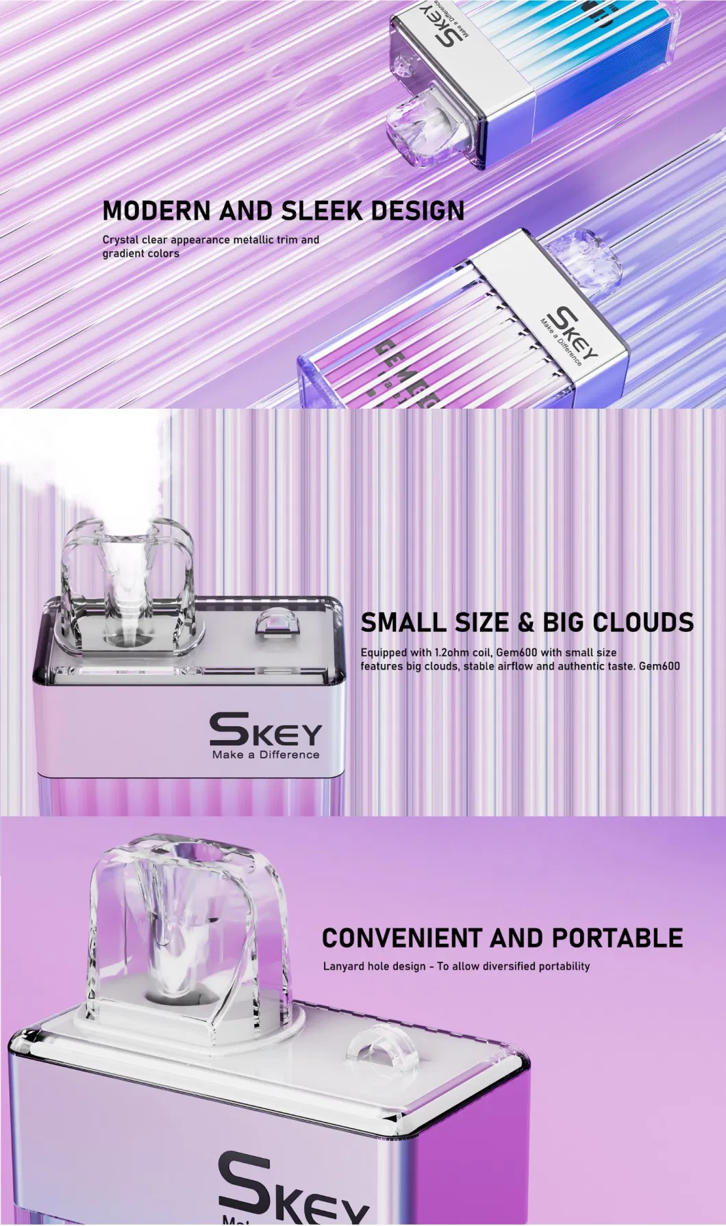 Skey Vape Crystal 600 Puffs Disposable Vape Gem600 Box Ecig 2% Nic UK Wholesale Vs Amare Crystal One Ecigs