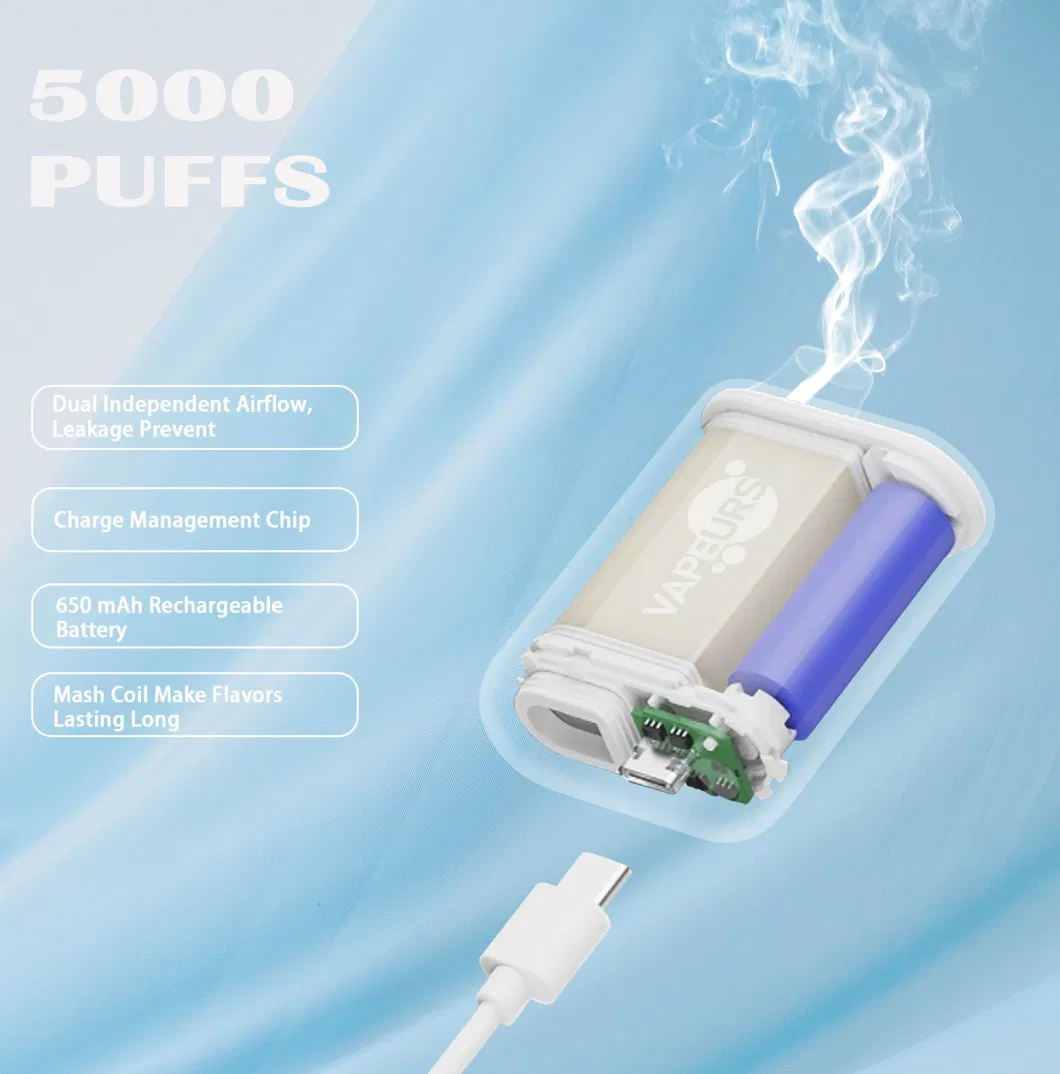 Wholesale Original Flashing Vape 5000 Puffs Electronic Cigarette Rechargeable Disposable Vapes No Nicotine for Vape Girls