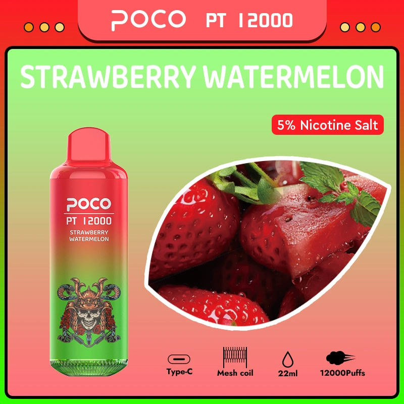 Original 12000 Puffs Electronic Cigarette Poco PT12000 Disposable Vape Pen Rechargeable Airflow Adjustable 22ml 10 Flavors Device Vapor Pen EU USA Warehouse