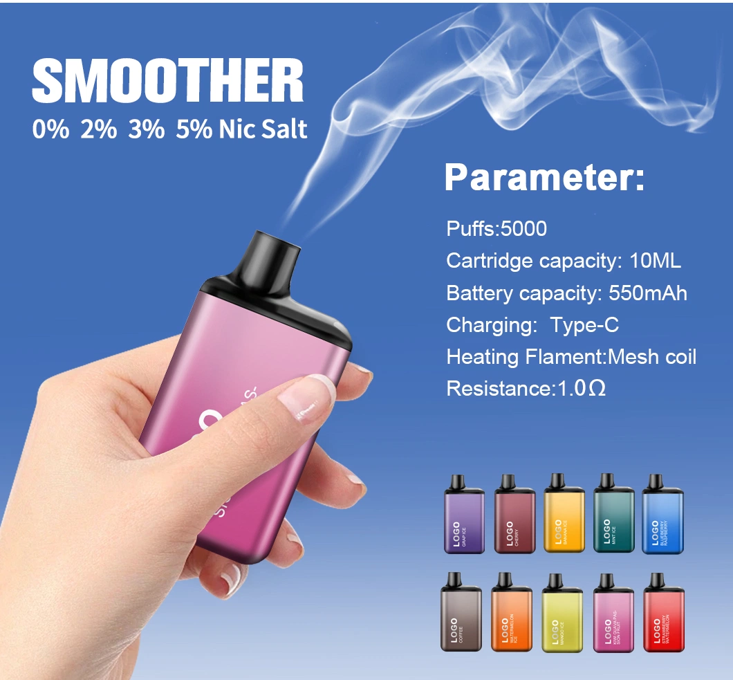 Many Colors Vape Pen 5000 Puffs Wholelsale Price OEM E Cig in Low Price with Mesh Coil Good Selling Nicotine Free