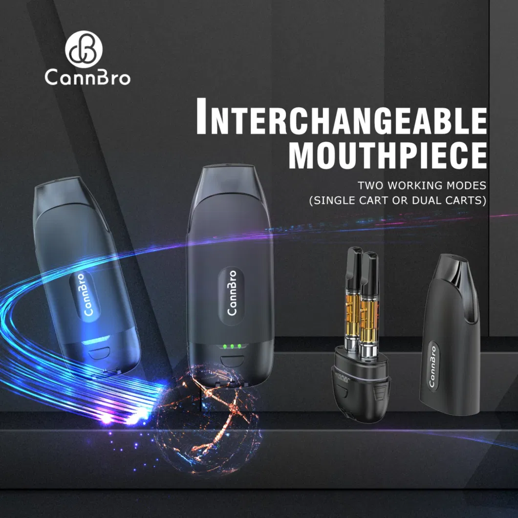 Cannbro Wholesale Preheat Cartridge Adjustable Voltage Thick Oil Dual Tank Element Cartridges Empty Carts Vape Pod Rechargeable Disposable 510 Thread Battery