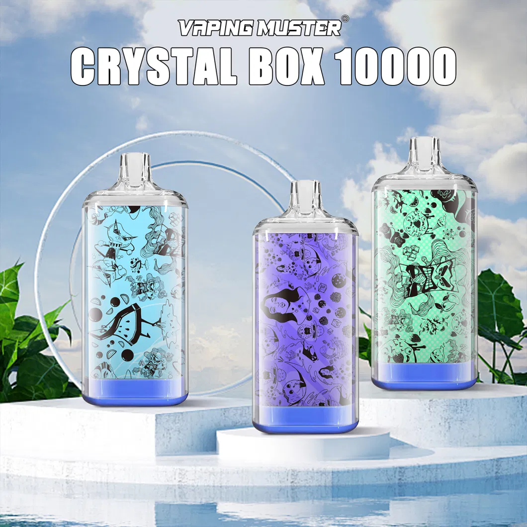 Vaping Muster Crystal Box 10000puffs Disposable Pod Box Mesh Coil Disposable Vape Pen OEM E-Cigarette Bar Disposable Vape Pen