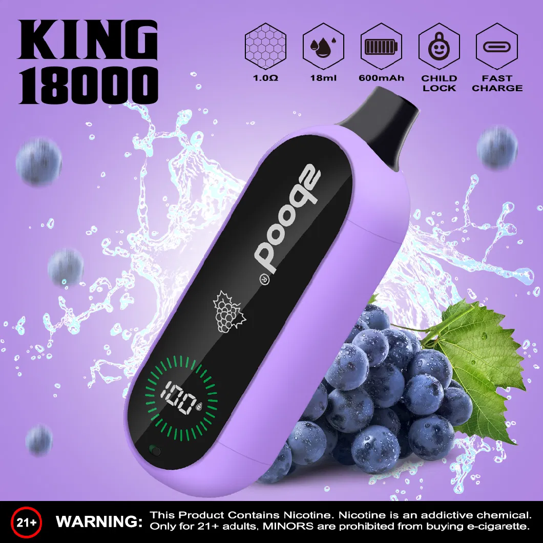 Zbood King 18000 Puff Zbood PCR Material Elf Box Flavor RGB LED Bar 1500/1600/1800/2000 Unik Lion Spinner Disposable Vape Disposable Vape