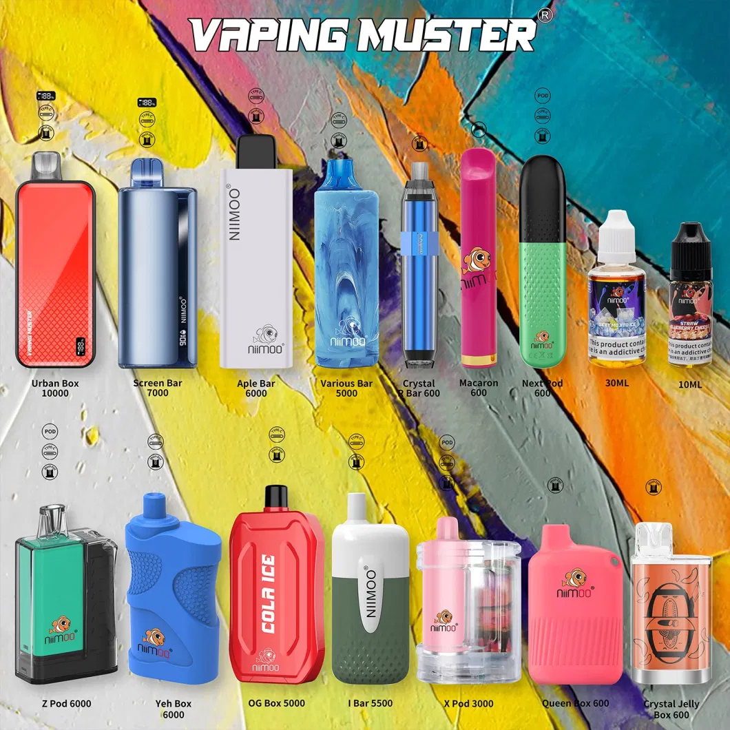 Vaping Muster Crystal Box 10000puffs Disposable Pod Box Mesh Coil Disposable Vape Pen OEM E-Cigarette Bar Disposable Vape Pen