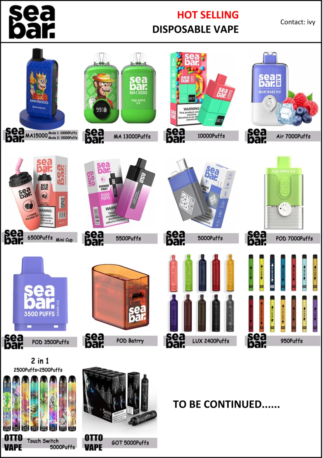 USA Slovenia Seabar 5500puffs $2.8 Wholesale Cheap Best Rechargeable Disposable Vape Dry Herb Vape