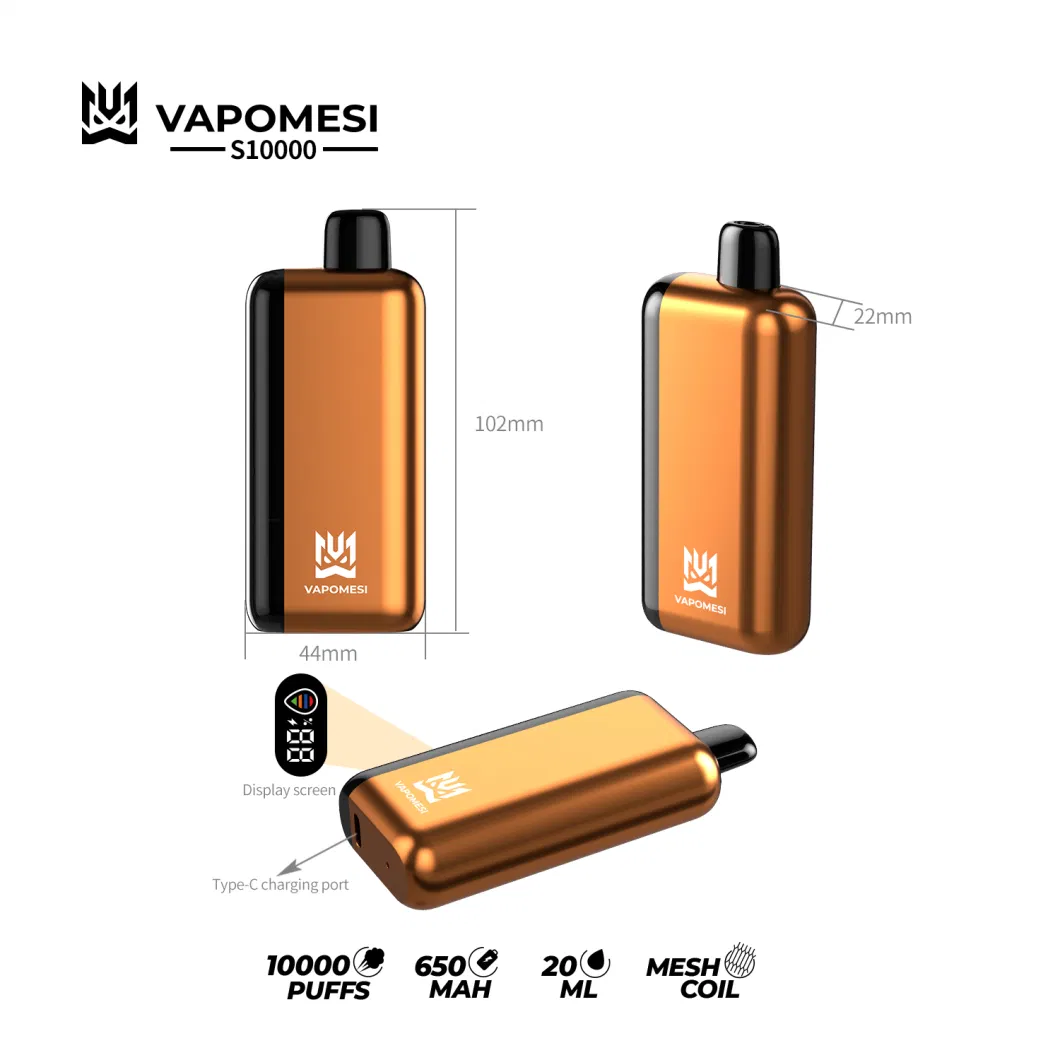 Hot Sell Vapomesi EU Warehouse Metalic Style Disposable Vape 10000 15000 Puff 20ml Digital Screen Wholesale Disposable Vaping Device Manufacturer Supplier