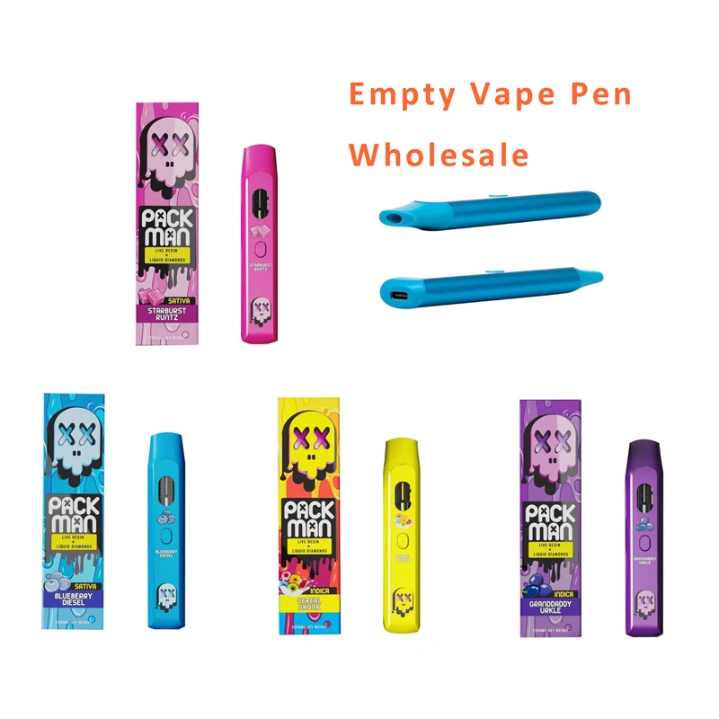 2.0ml Pack Man Disposable E Cigarettes Live Resin Vape Pen Rechargeable 10 Flavors Empty Vapes Cartridges Device Pods 380mAh Battery Oil Carts Vapes DAB Wax PAC