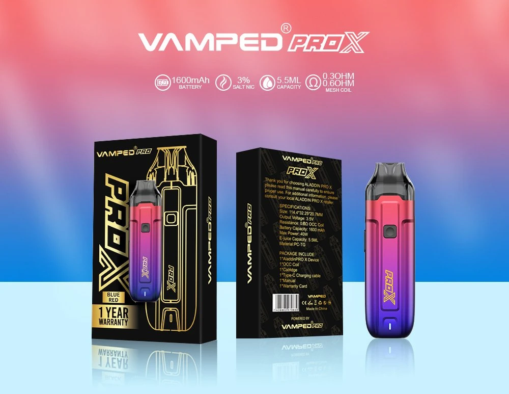 China Vape Factory Wholesale Cheap Private Label Vamped Aladdin PRO-X 40W Rechargeable Refill Pod System Vape Electronic Cigarette