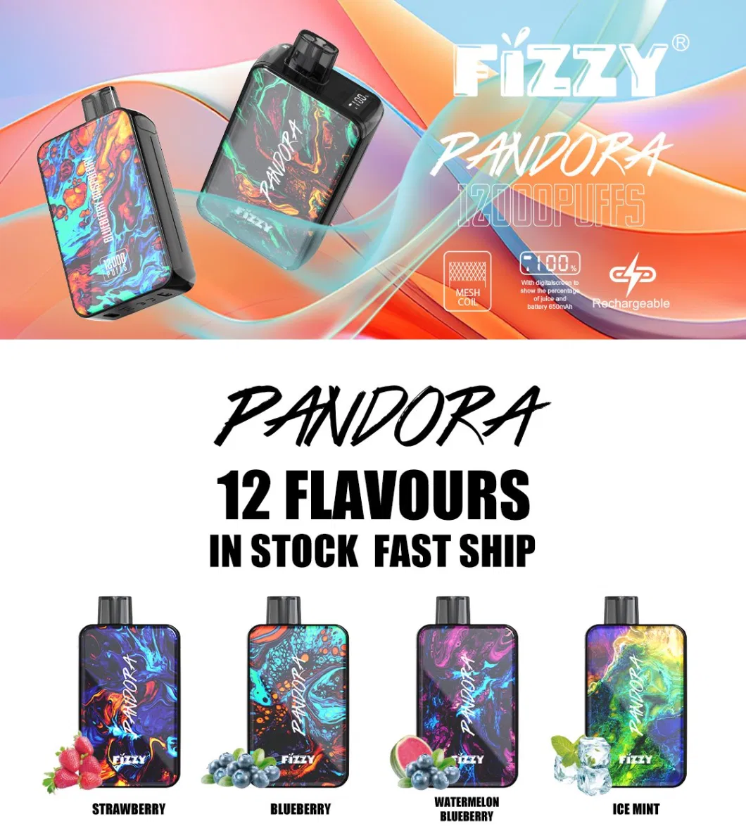 2024 New Fizzy Pandora 12000 Puff Disposable Cigarette Pod with Rechargeable Vape