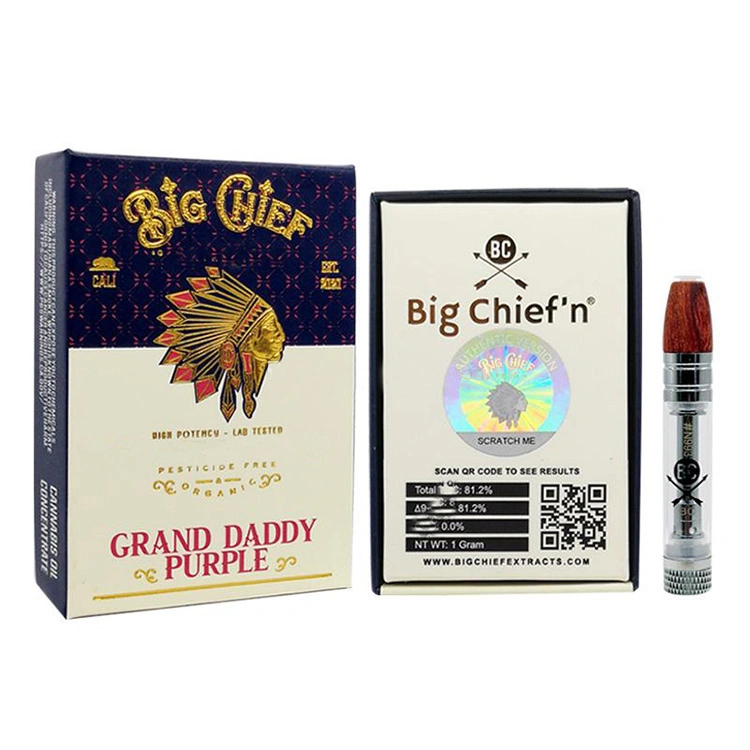 Big Chief Vape Cartridge Packaging Boxes 0.8ml Ceramic Glass Tank Premium Distillate Cartridges DAB Pen Wax Vaporizer Empty Cartridges 510 Thread Thick Oil Cart