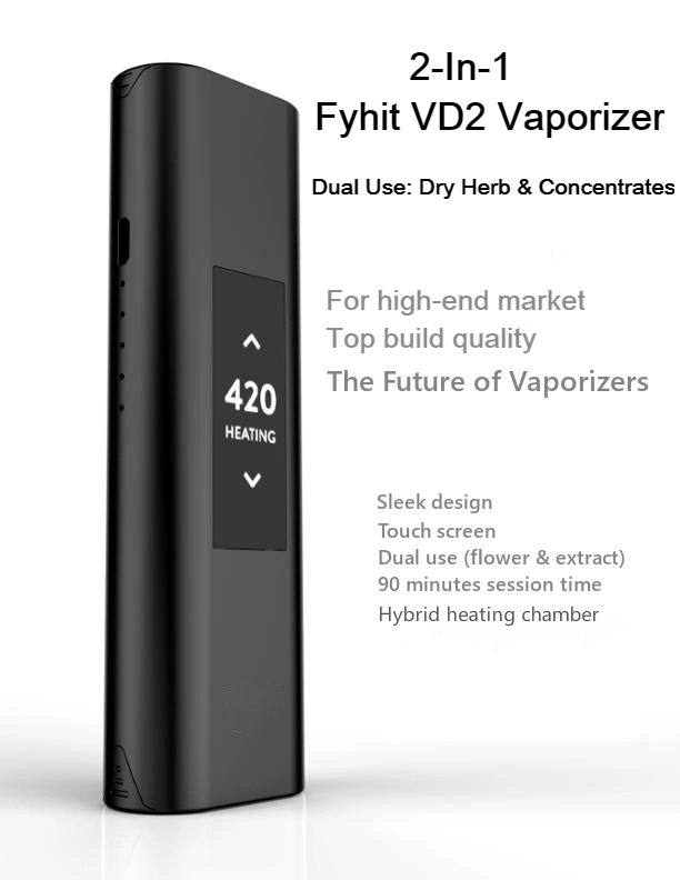 Best-Sell Fyhit Wax/Dry Herb Vaporizer 2 in 1 with Adjustable Temperature Rechargeable Vape Pen Battery