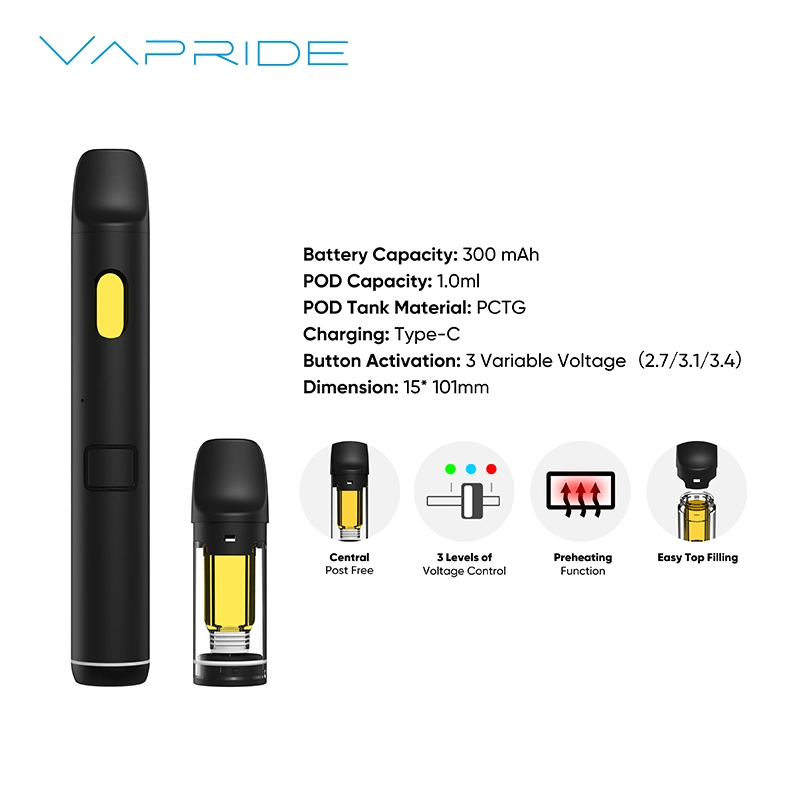 USA Ca Wholesale Empty Vape Variable Voltage 1g Cartridge Dual Airflow Anti Clog Pod System Postless Disposable Thick Oil Vapes Hardware for Live Resin Rosin