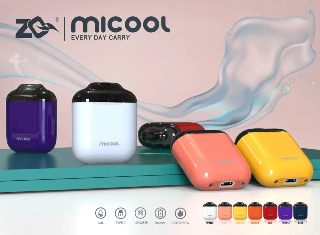 Zq Micool 500mAh Rechargeable Vape Kit 2/5ml Pod Capacity Refillable Open Vape Pod System