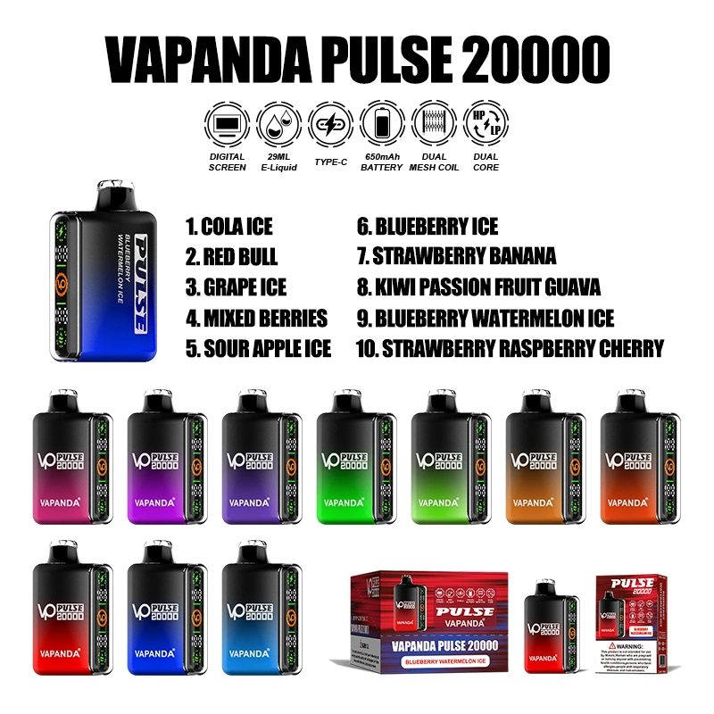 EU Warehouse Vapanda Pulse 20000 20K 18K 9000 Puff Wholesale Vape Pen Mini E Cigarette Disposable Electronic Cigarette E Hookah Charger Shisha Disposable Vape