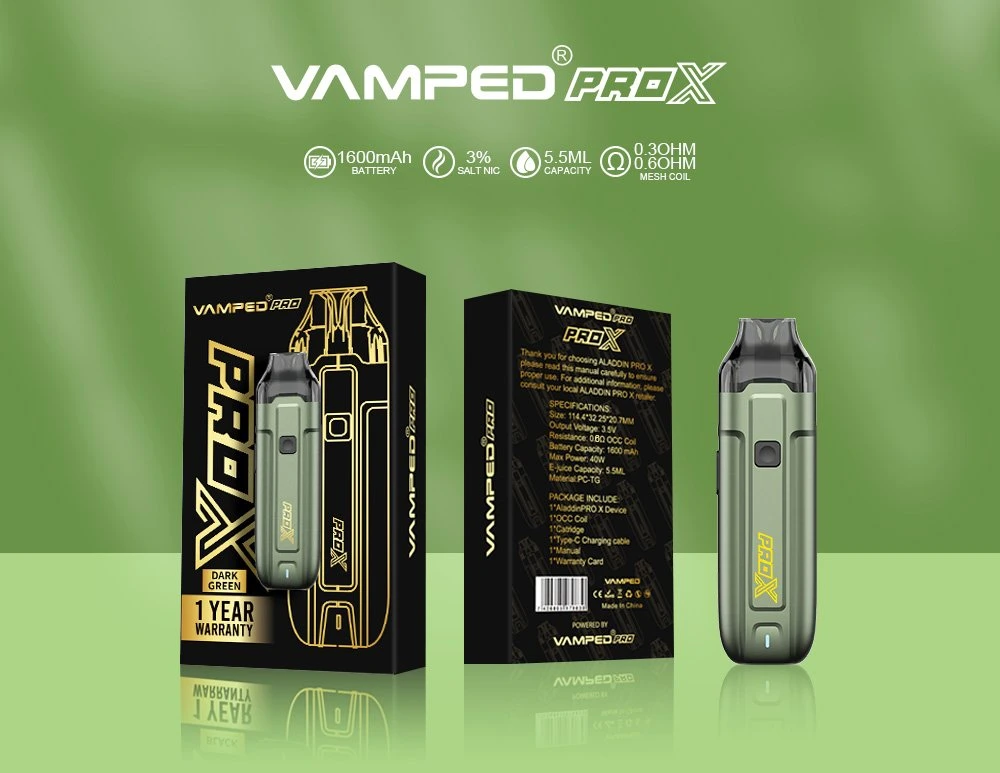 China Vape Factory Wholesale Cheap Private Label Vamped Aladdin PRO-X 40W Rechargeable Refill Pod System Vape Electronic Cigarette