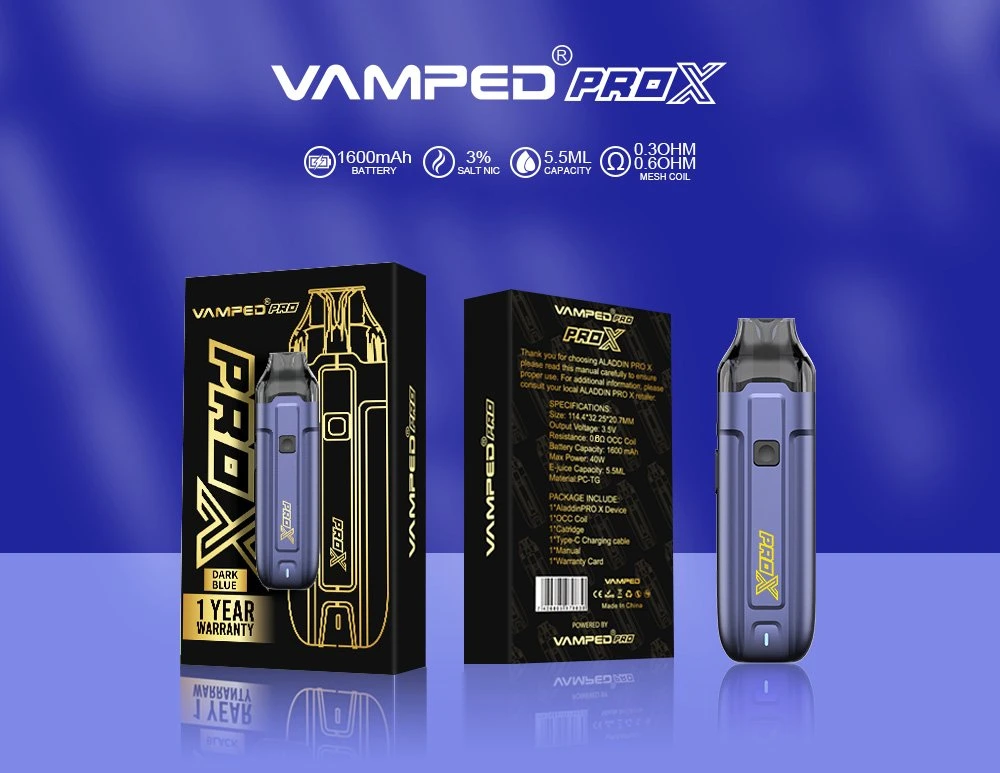 China Vape Factory Wholesale Cheap Private Label Vamped Aladdin PRO-X 40W Rechargeable Refill Pod System Vape Electronic Cigarette