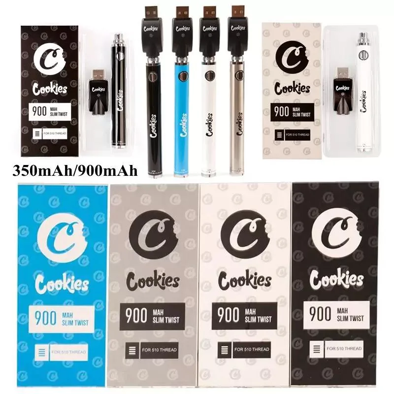 Cookies Vape Battery Preheating Bottom VV Battery for Wax Oil Th205 Cartridge 350mAh 900mAh Variable Voltage 510 Battery Good Supply