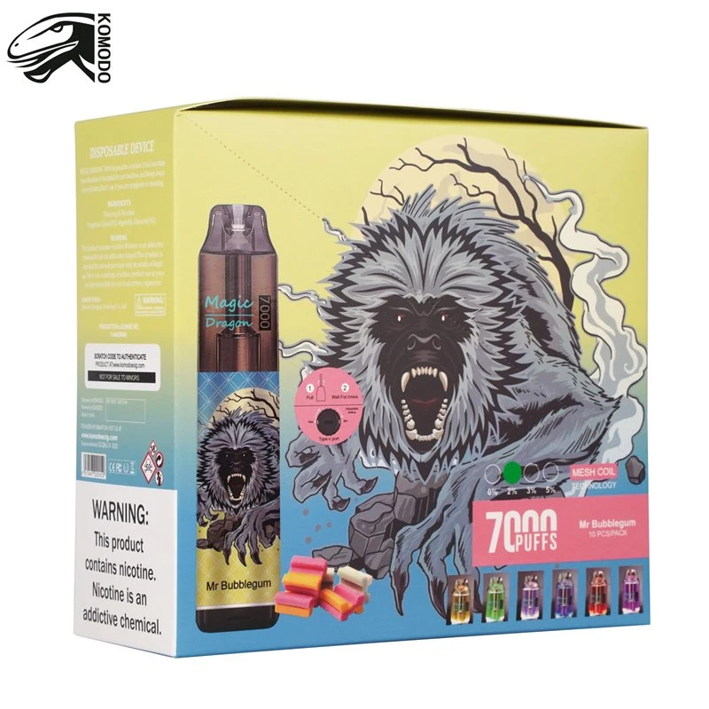 2024 Fruit Flavor Magic Dragon 7000 Puffs Bar Rechargeable Disposable Vape Pen