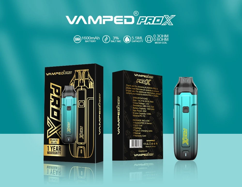 China Vape Factory Wholesale Cheap Private Label Vamped Aladdin PRO-X 40W Rechargeable Refill Pod System Vape Electronic Cigarette