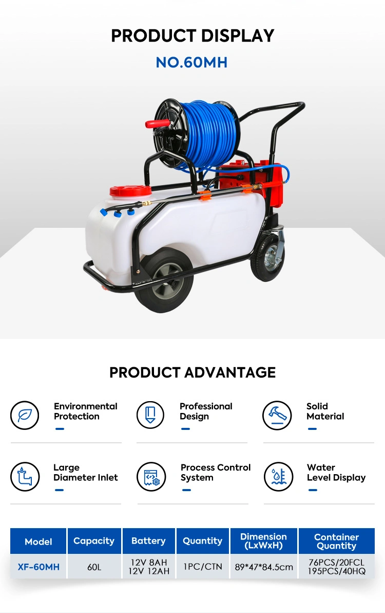 Rainmaker 60 Liter Agricultural Garden Portable Pesticide High Pressure Irrigation Weed Trolley Electric Battery Sprayer