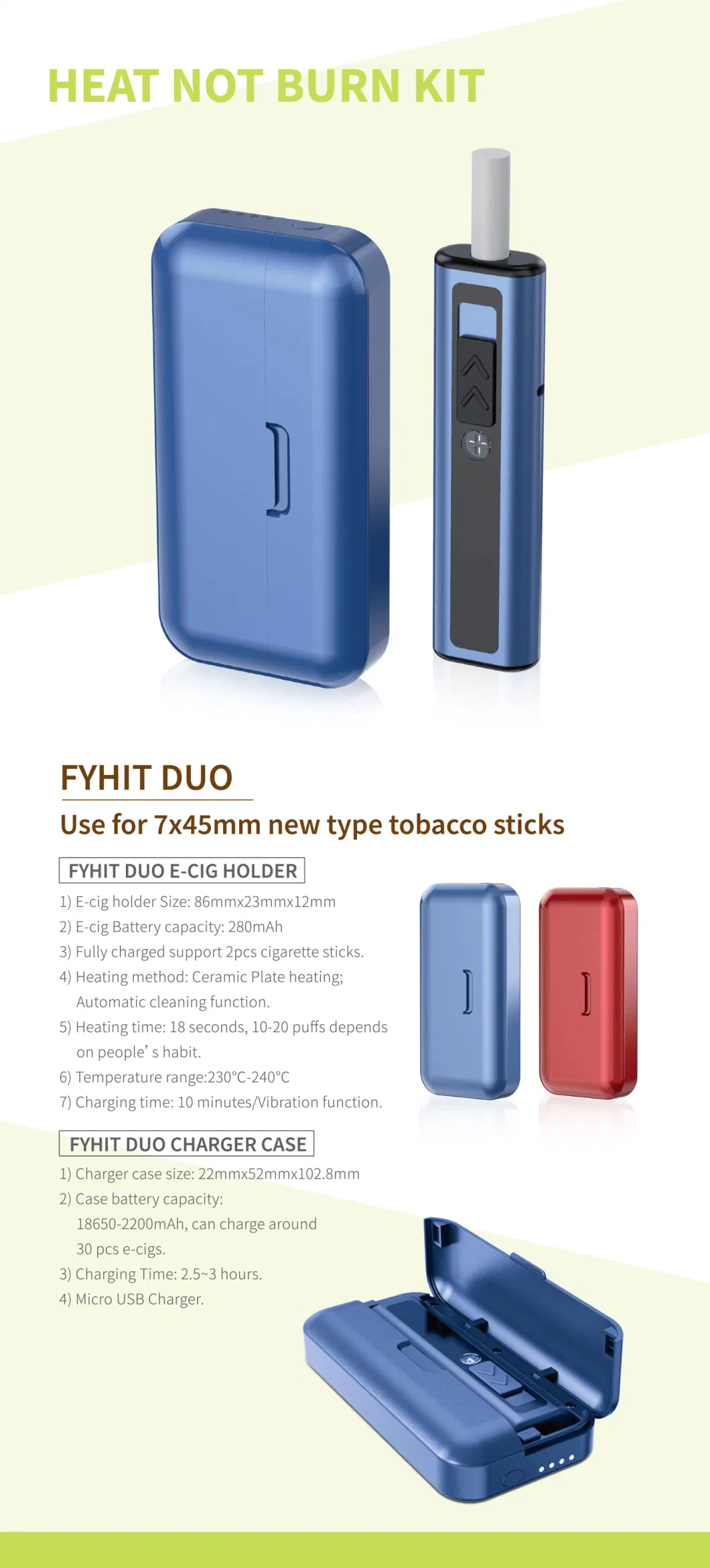 Fyhit Duo 2200mAh Battery Capacity Specially Designed for 7*45mm New Type Tobacco Sticks Vape Pod