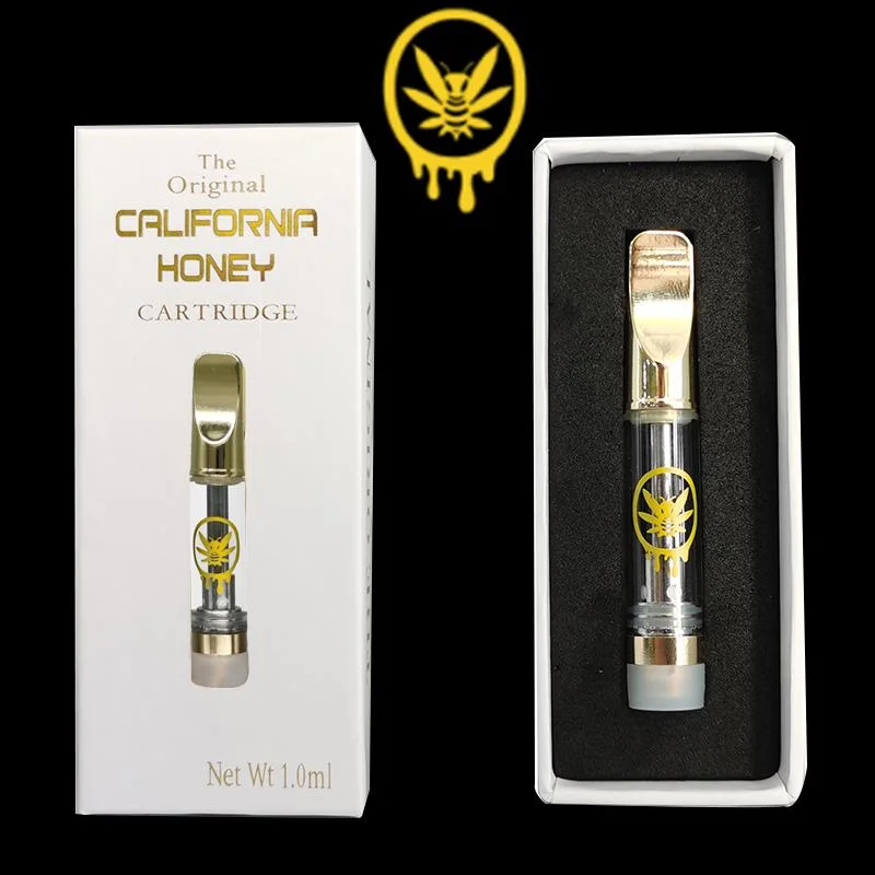 Hot Vape Cartridge California Honey Cartridge Gold Flat Tip Atomizer 0.8ml 1.0ml E CIGS 510 Thread Vape Oil Carts