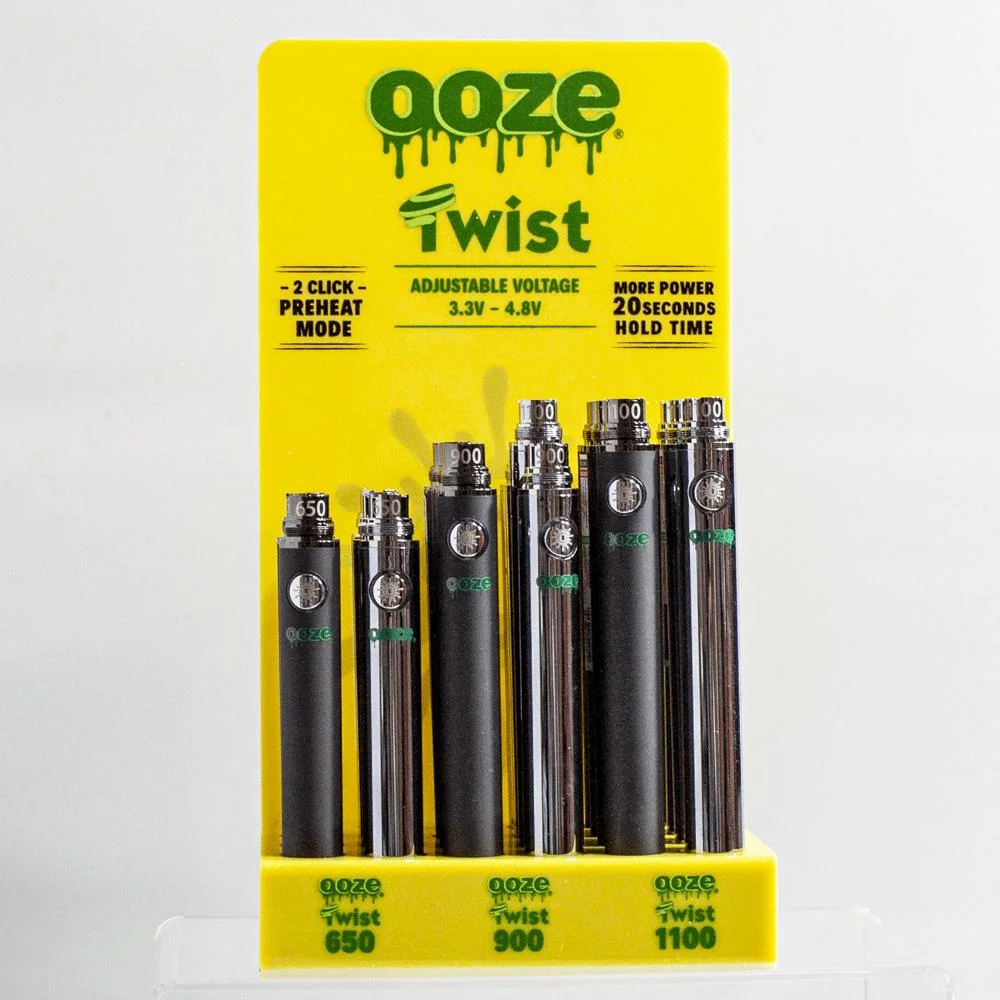 Multiple Color Options Ooze Quad Flex Temp Battery 510 Thread 500mAh Square Vape Battery &amp; USB Charger Ooze Vape Battery