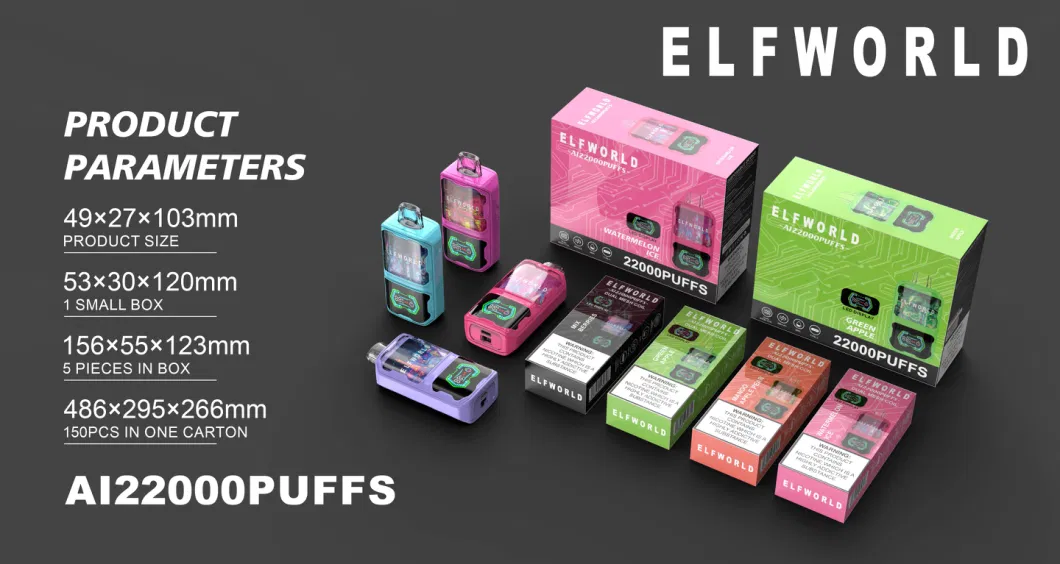 China Wholesale Custom Vaporizer Bars 15000 Puffs Disposable Vape Pen Amazon Price with LED Display for Liquid and Battery Original Brand Elfworld Ai22000 Puffs