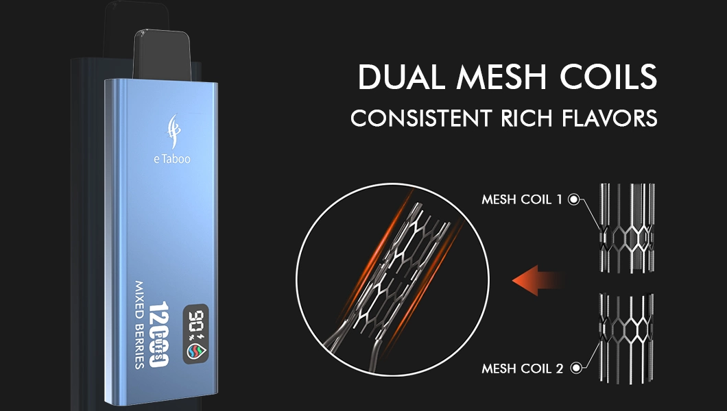 White Label Dual Mesh Coil 12000 Puff Disposable Vape Screen Slim Wholesale Electronic Cigarette Vaporizers Pen