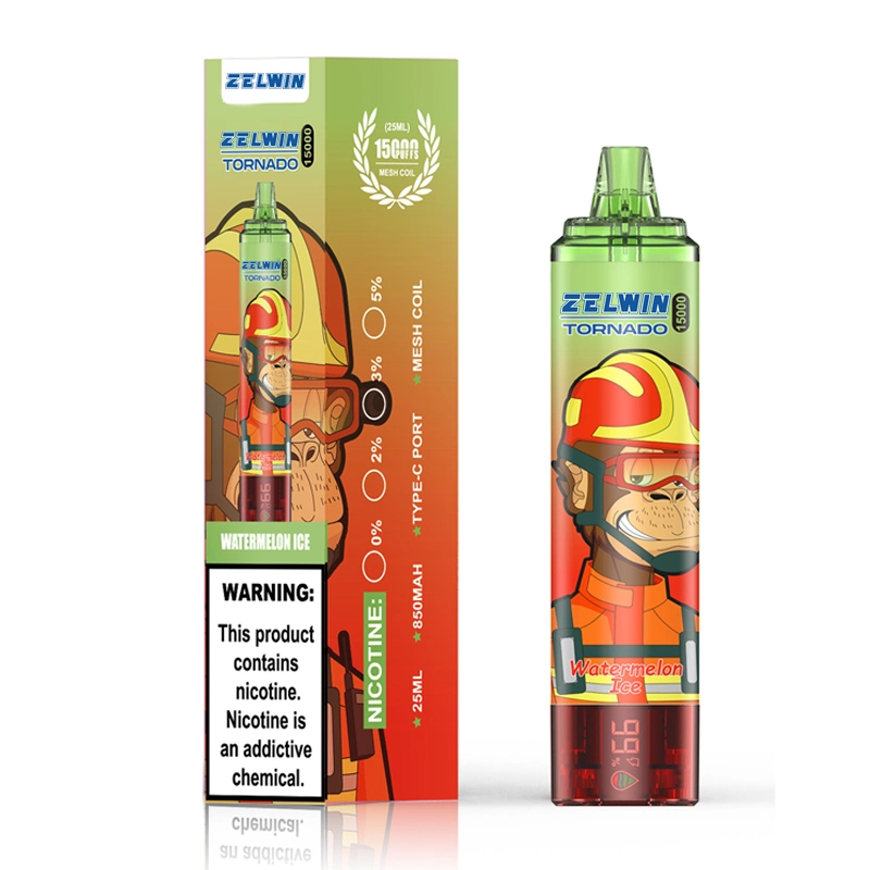 2024 Europe Hot Seller Zelwin15000 Puffs Screen Display E Cigarette Randm Tornado Vopk Disposable Vape Pen Wholesale