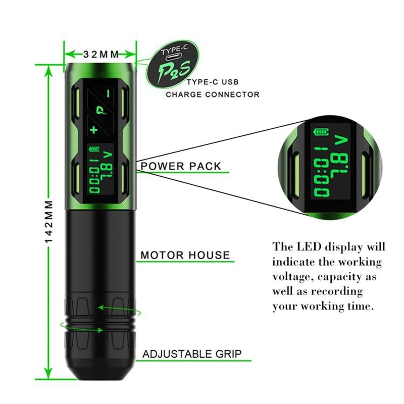 Rechargeable Battery Premium Motor Digital Wireless Machine Tattoo Rotary Pen for Artist