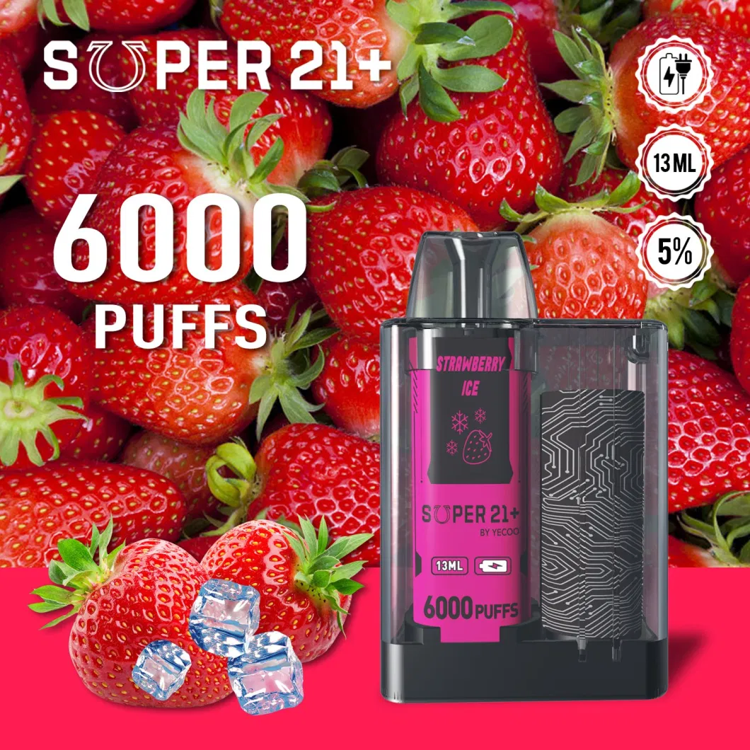 New High Quality Disposable Vape 6000puff Fruit Flavors E Liquid Electronic From Yecoo Super 21+