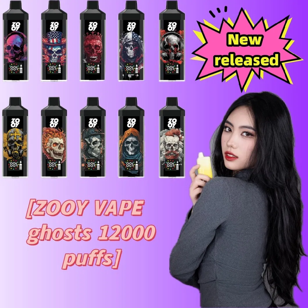 Original Puff Bar Zooy Ghosts 12000 Hits E Cigarette Disposable Vape 650mAh with Typec Rechargeable Battery Pre-Filled 20mg Vaper Pods Desechable Vs Tornado 9K