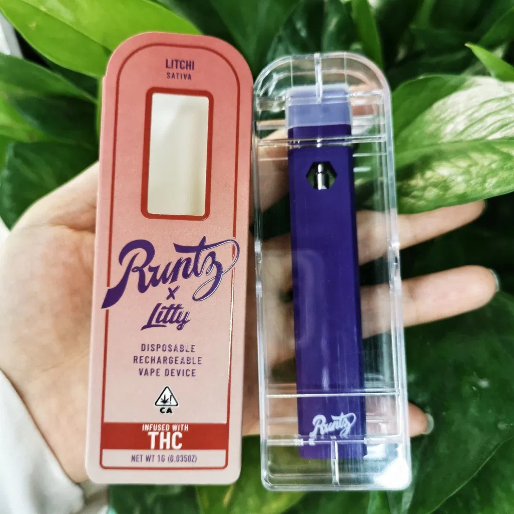 Runtz X Litty Disposable Vape Pens with Acrylic Packaging Boxes 280mAh Rechargeable 1.0ml Empty Ceramic Coil E Cigarettes Carts for Thick Oil Vape