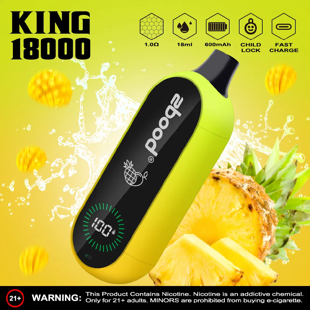 Zbood King 18000 Puff Zbood PCR Material Elf Box Flavor RGB LED Bar 1500/1600/1800/2000 Unik Lion Spinner Disposable Vape Disposable Vape