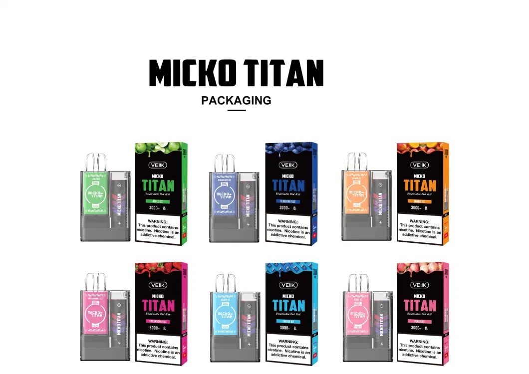 Micko Titan Kit 3% Nic 8ml 3000puffs Disposable Vape Pod with Rechargeable Battery Quit Smoking Vaping Appliance