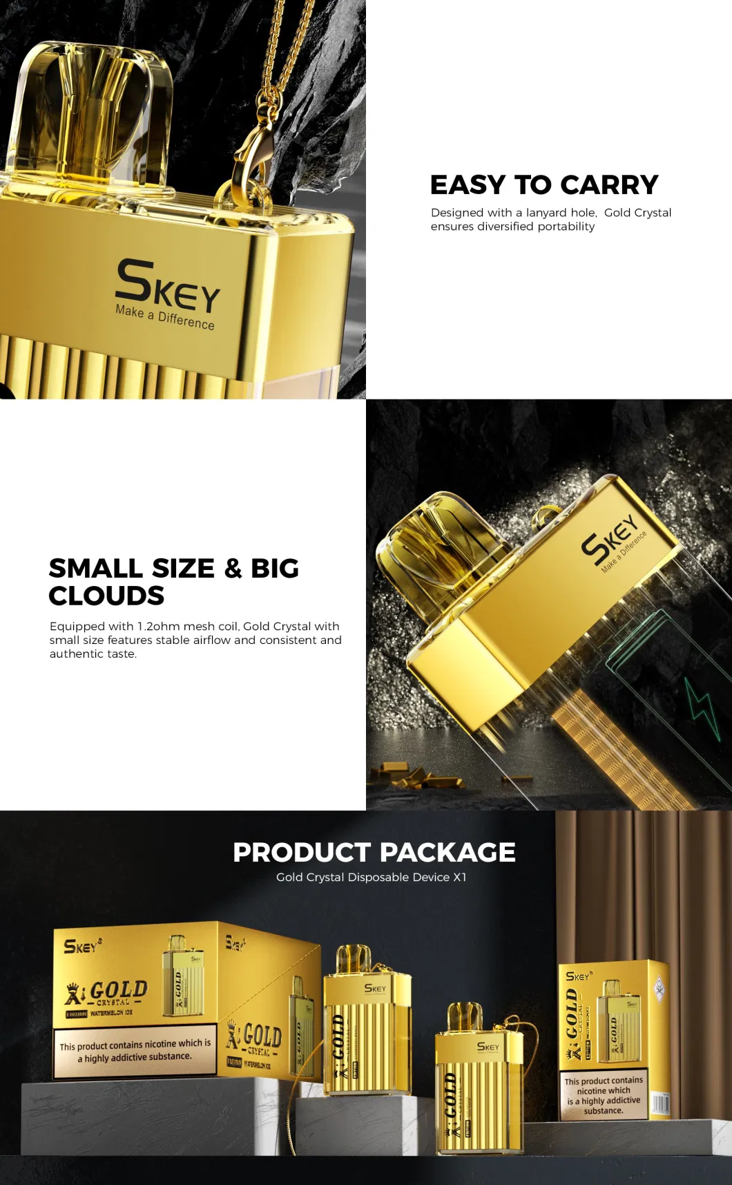 2023 Hot Selling Best Disposable Vape UK 600 Puffs 2ml Gold Crystal Bar Wholesale I Vape