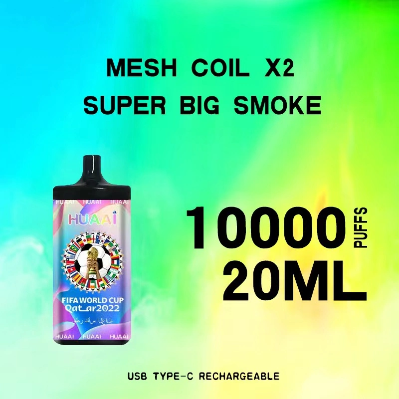 Mesh Coil*2 Super Big Smoke Complex Fruit Flavor 10000 Puffs 20ml Capacity 2% Salt Nicotine Rechargeable Disposable Vape