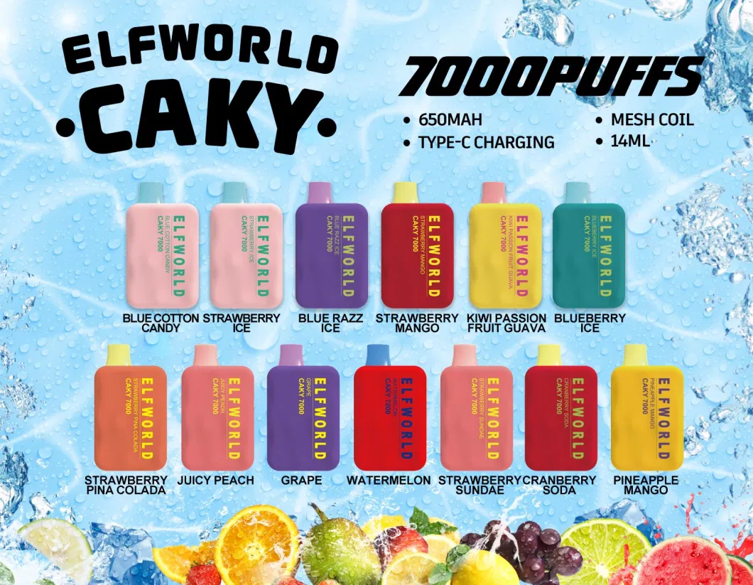 USA Hot Selling Elf World Caky 7000 Puffs Disposable Juice Vape