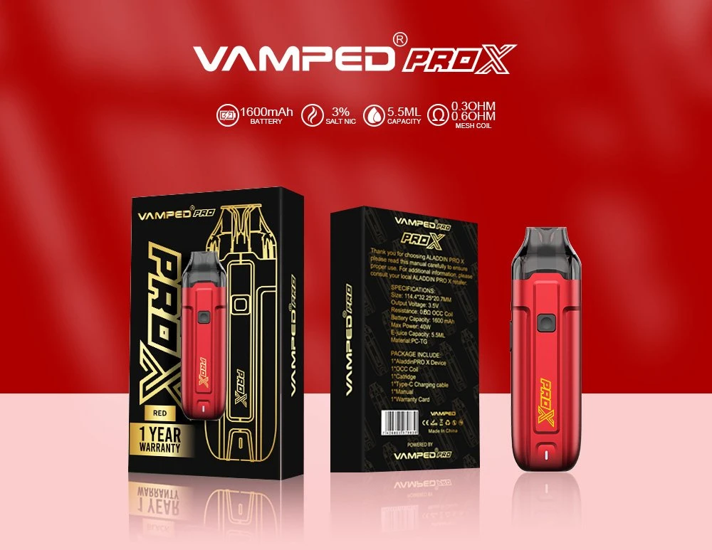 China Vape Factory Wholesale Cheap Private Label Vamped Aladdin PRO-X 40W Rechargeable Refill Pod System Vape Electronic Cigarette