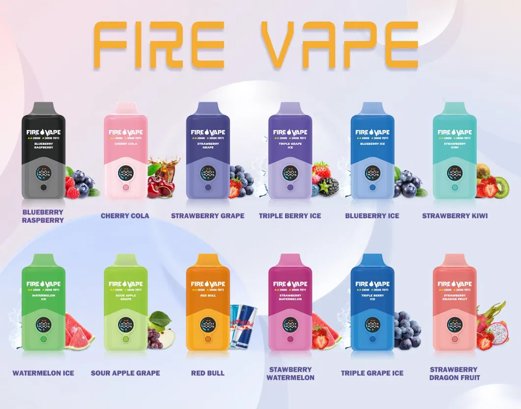 Free Vape Pen Fire Vape 20000 30000 Puffs Adjustable Wattage Dual Mesh Coil Child Lock Disposable E-Cigarettes Bang Vape 20000 Puff Hookah Price