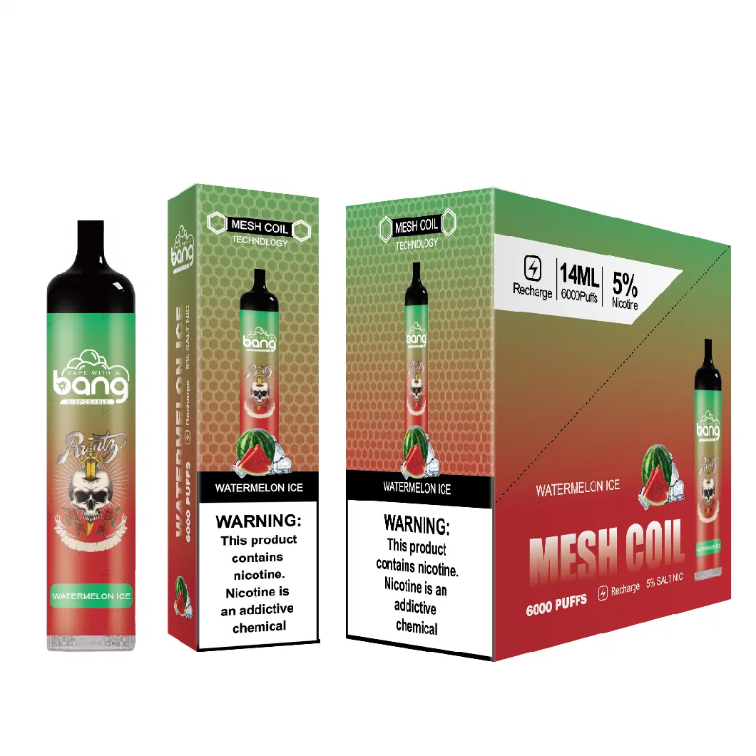 Bang Disposable Vape 6000 Puffs with Mesh Coil 14ml Pre-Filled Pods E Liquid Disposable E Cigarettes Disposable Vape Pen