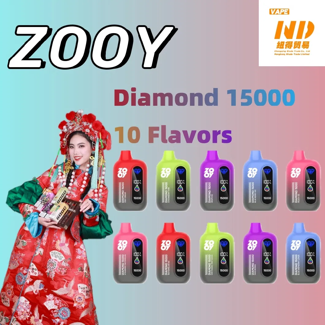 New Vape EU Warehouse Wholesale Vape 15000 OEM Disposable Vape E-Cigarette Bar Easy-Carry Popular Attractive Fast Shipping Popular Zooydiamond 2%-5%Nic Vapor