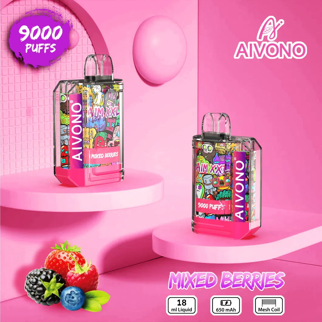 Aivono Aim XXL 2023 Huge Smoke Icy Flavor Tasty Flavors 18ml E Juice 9000 Puffs Wholesale Cheap Vape