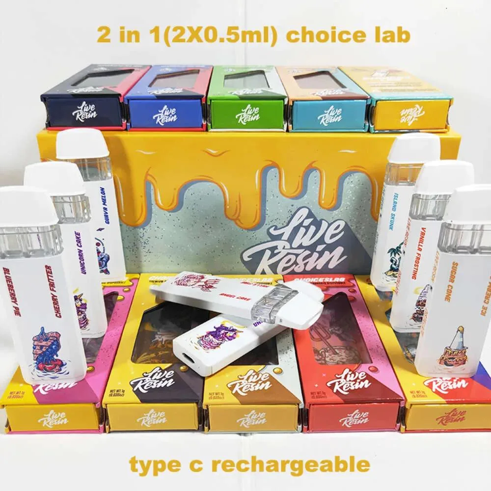 Choices Lab Carts Disposables Vapes Empty Dual Flavors Live Resin Liquid Diamond 2 in 1 Choice Lab 1 Gram 2 Gram Disposable Vape Pen with Package Box