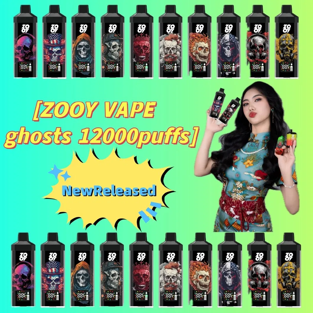 Original Puff Bar Zooy Ghosts 12000 Hits E Cigarette Disposable Vape 650mAh with Typec Rechargeable Battery Pre-Filled 20mg Vaper Pods Desechable Vs Tornado 9K