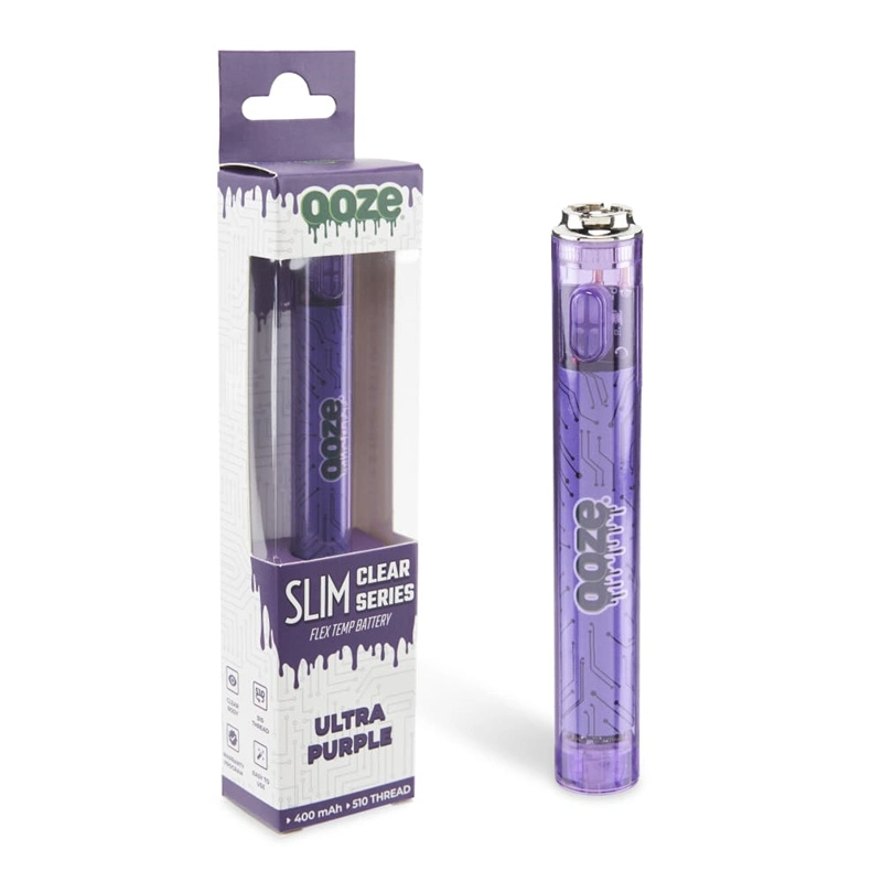 Ooze Slim Clear Series Transparent 400mAh Flex Temp Battery Preheat Adjustable Voltage Fit for 510 Thread Cartridges