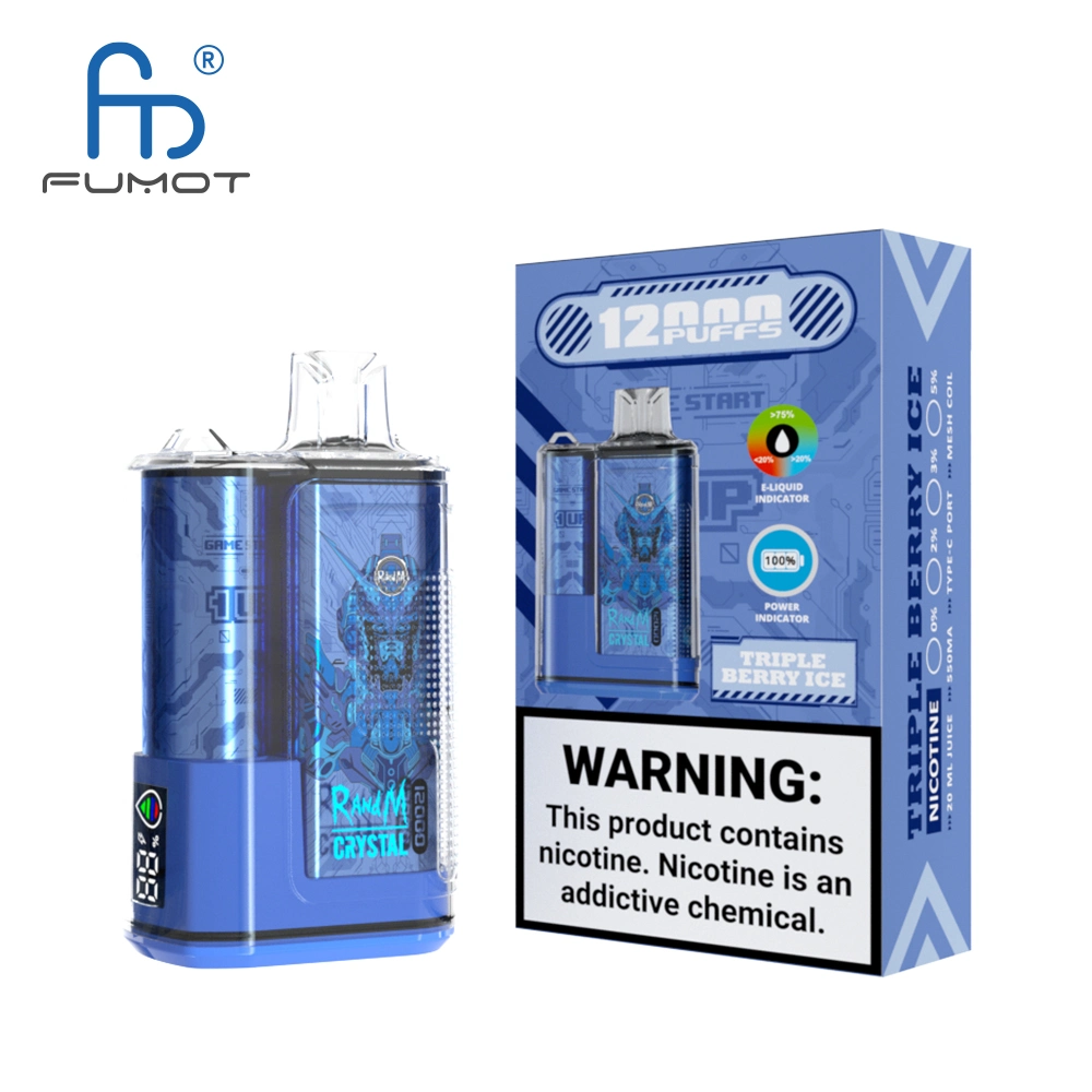 Factory Wholesale Disposable E Cigarette Fumot Randm Crystal 12000 Puffs with Screen Display to Indicate Power and E-Liquid Status Vape